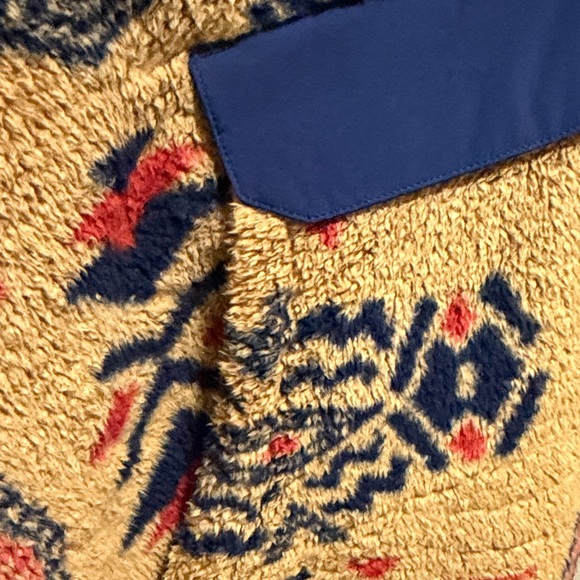 The North Face Hooded Sherpa Pullover - Mustard with Navy & Red Accents - Picture 4 of 7